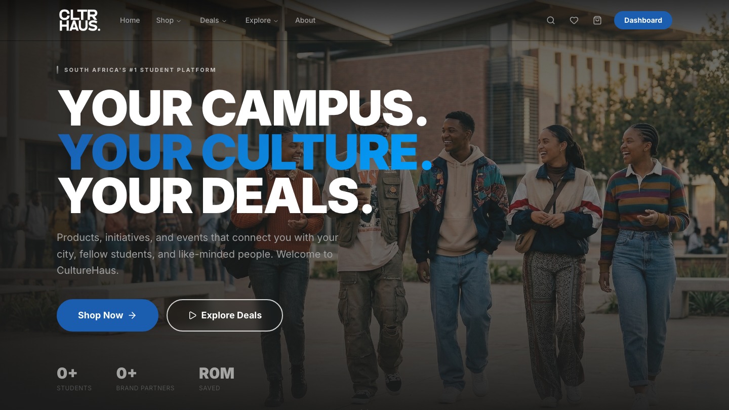 CultureHaus homepage: Your Campus. Your Culture. Your Deals.