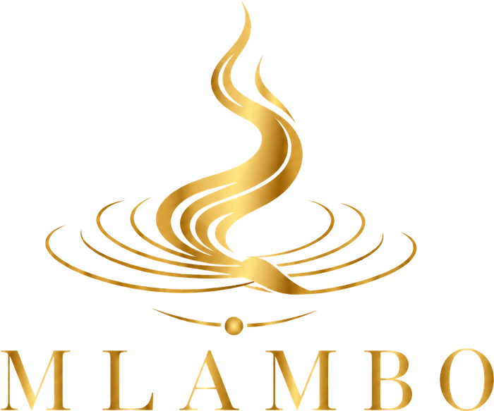 Mlambo Wines stacked gold logo for a dark background