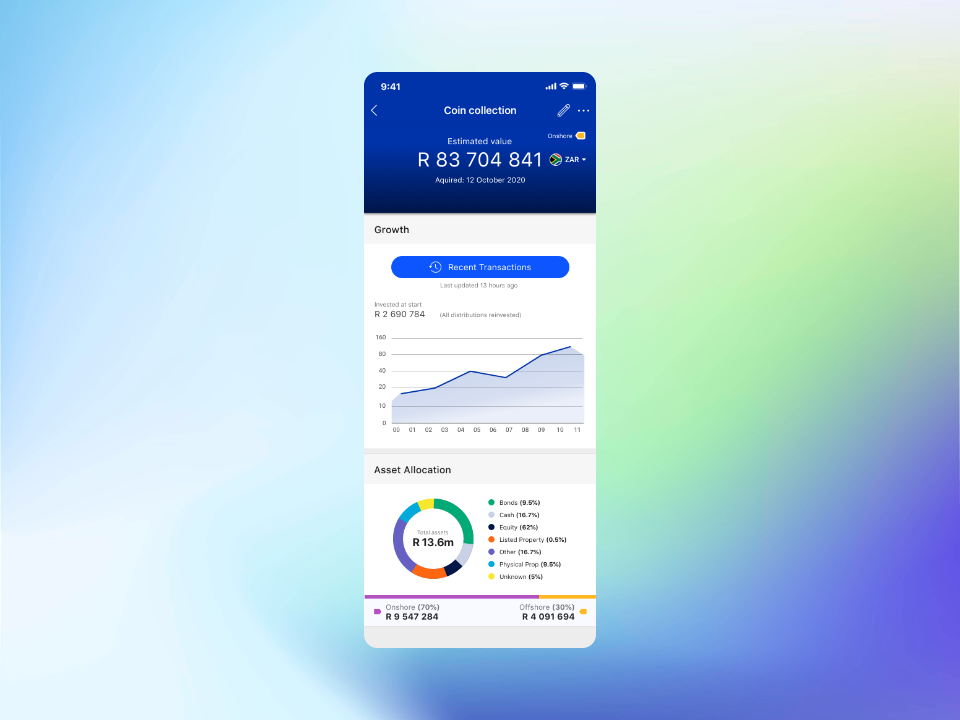My360 app landing page with the new Transaction List quick-access button