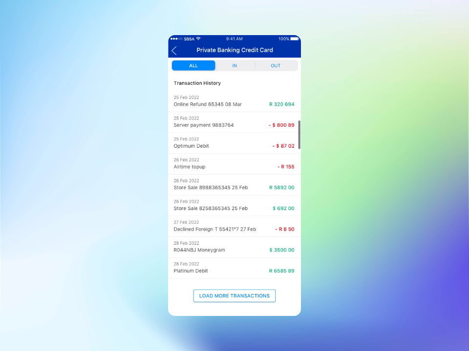 My360 Transaction List screen showing All Transactions