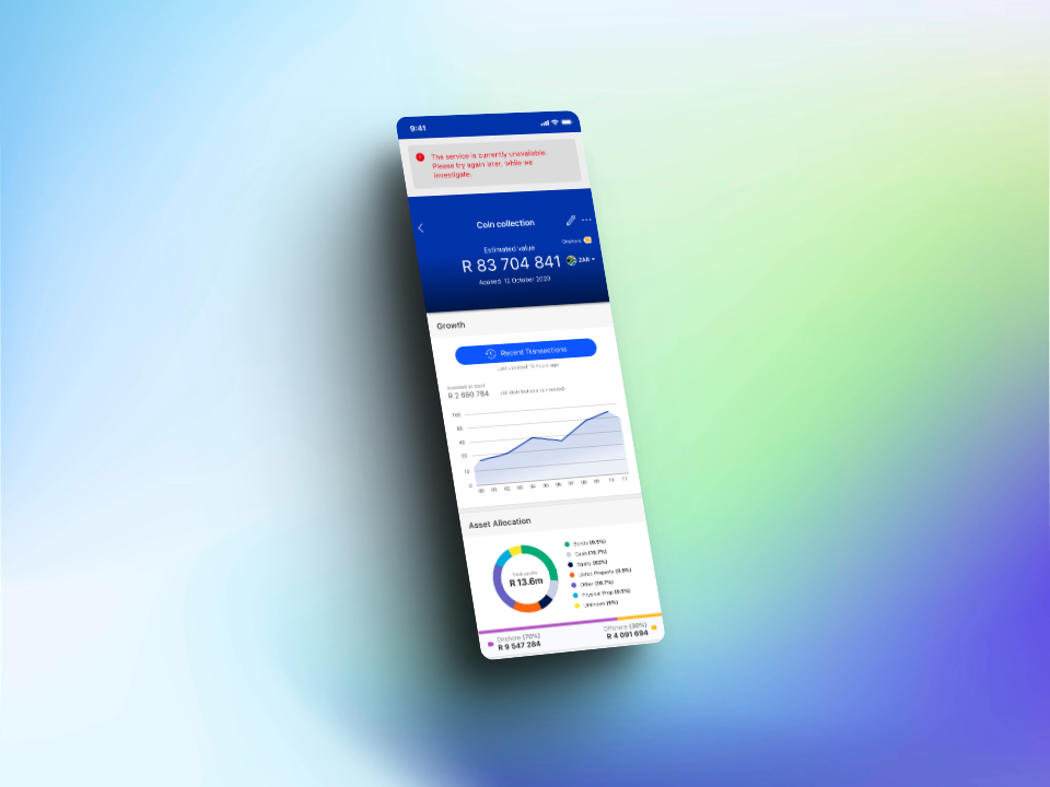 My360 Transaction List with inline error message shown alongside available data