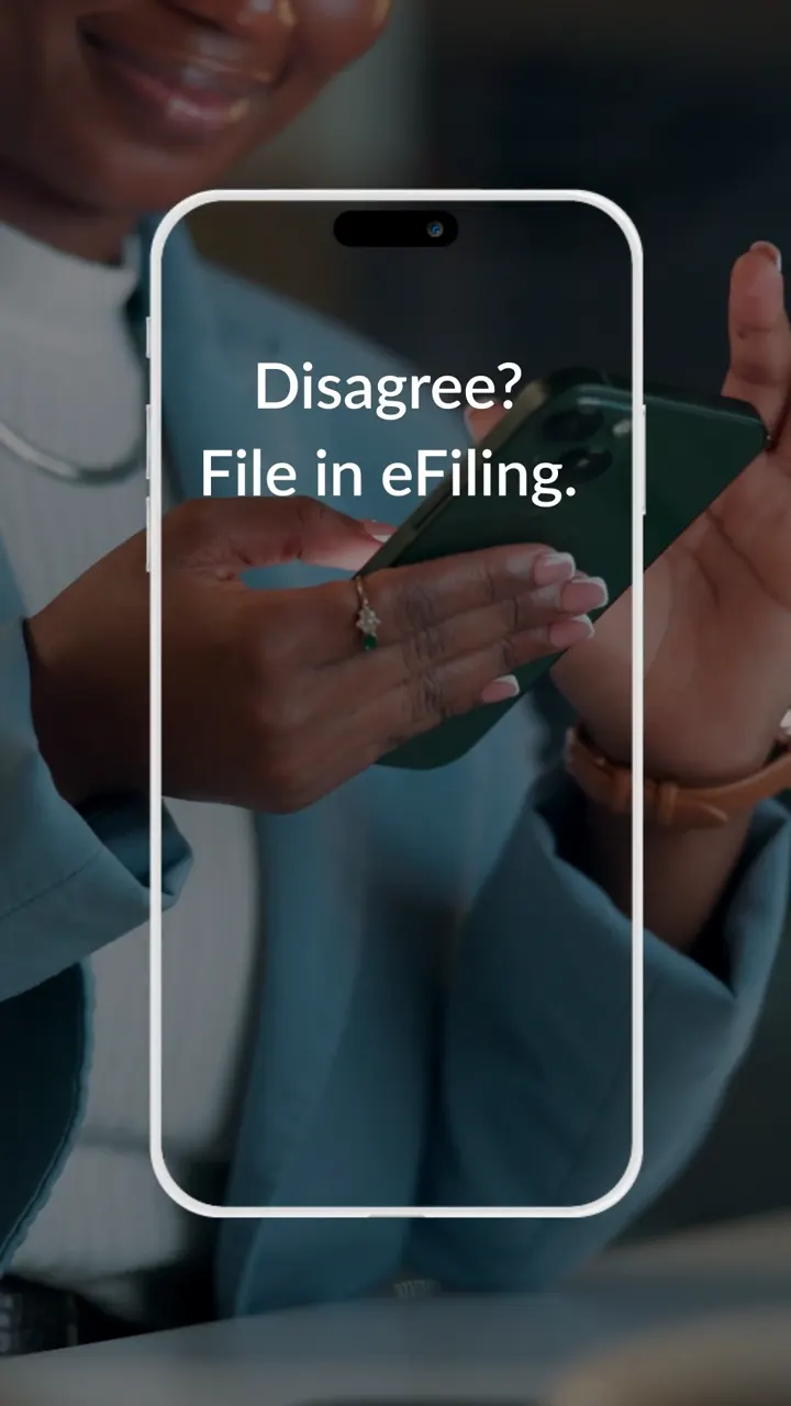 Vertical SARS eFiling edit with a mobile phone frame and filing prompt